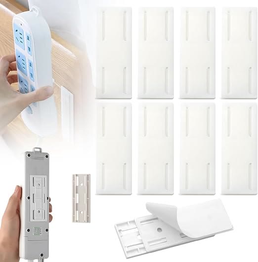 🔥Adhesive Socket Holder – Punch-Free Wall Mount with Cable Organizer Clips