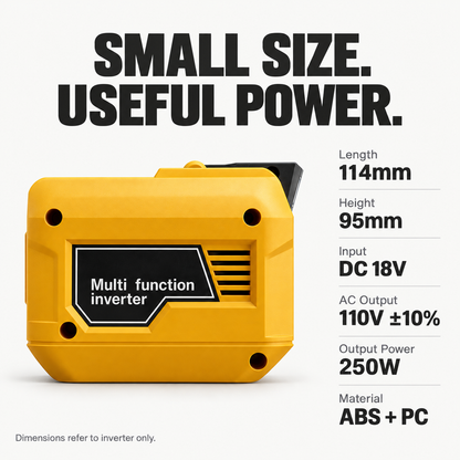 🔥🔋 250W Peak Power Tool Battery Inverter – Portable AC & USB Power Adapter