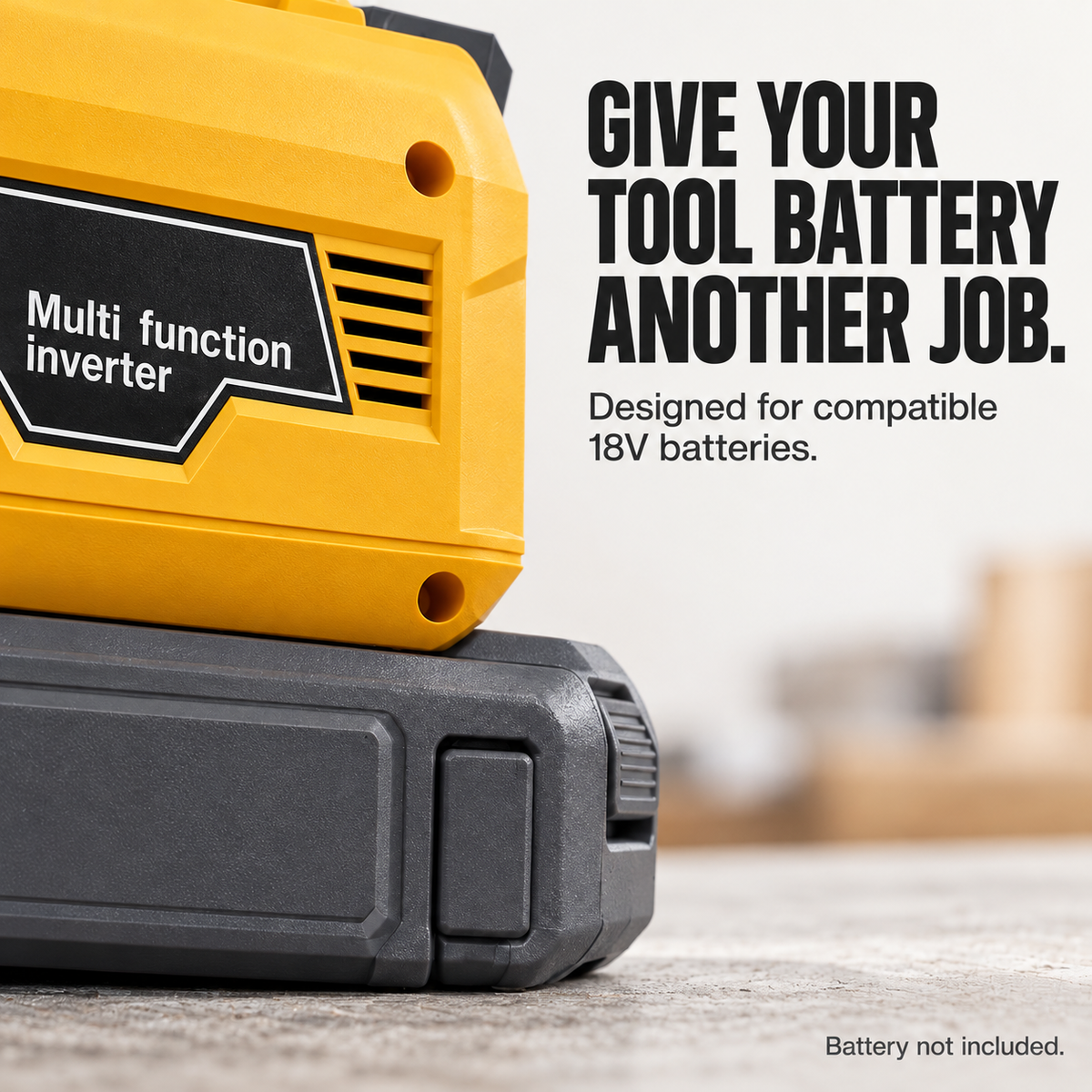 🔥🔋 250W Peak Power Tool Battery Inverter – Portable AC & USB Power Adapter