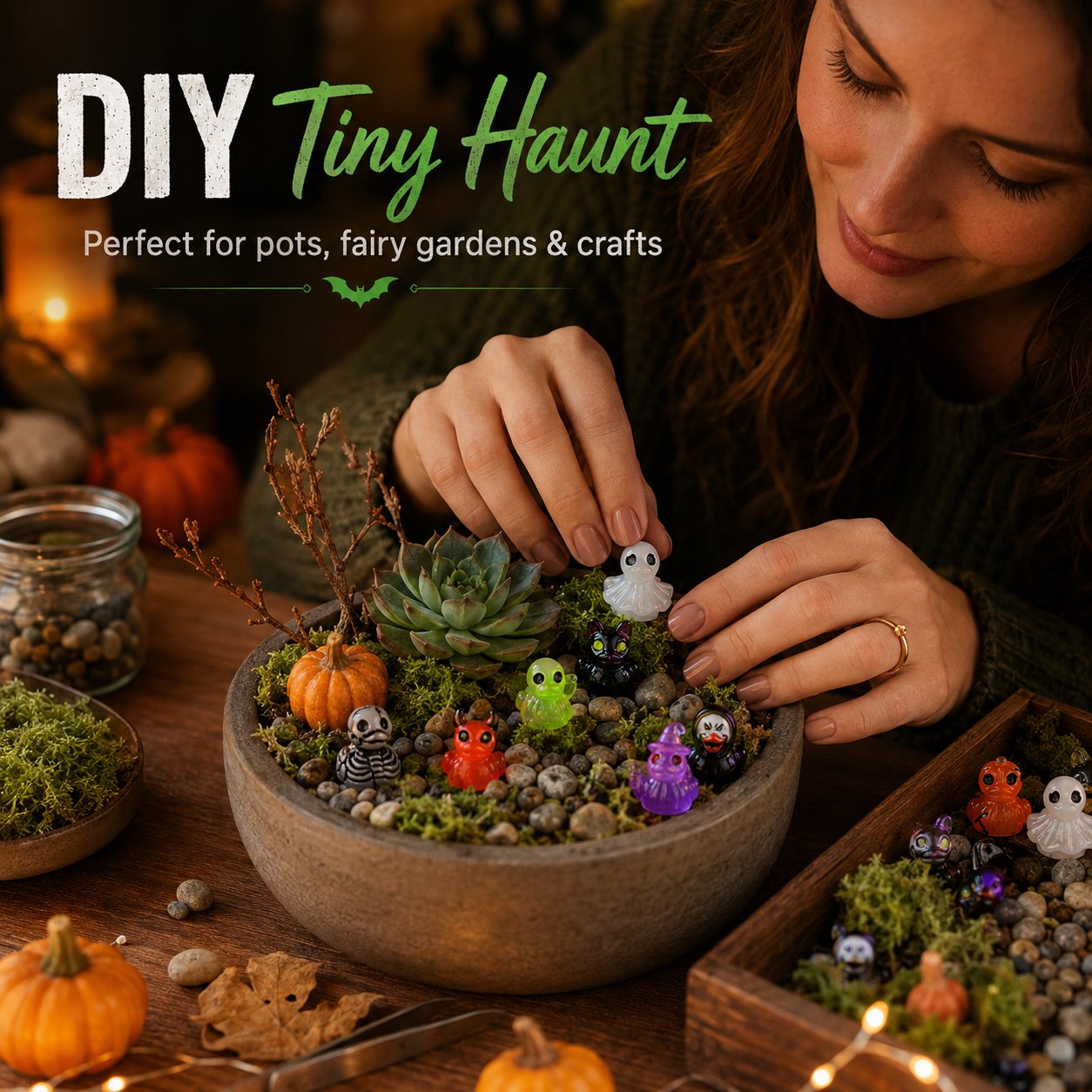 🔥Last Day 50% OFF - 🎃 20PCS Glow-In-Dark Tiny Spooky Resin Decorations