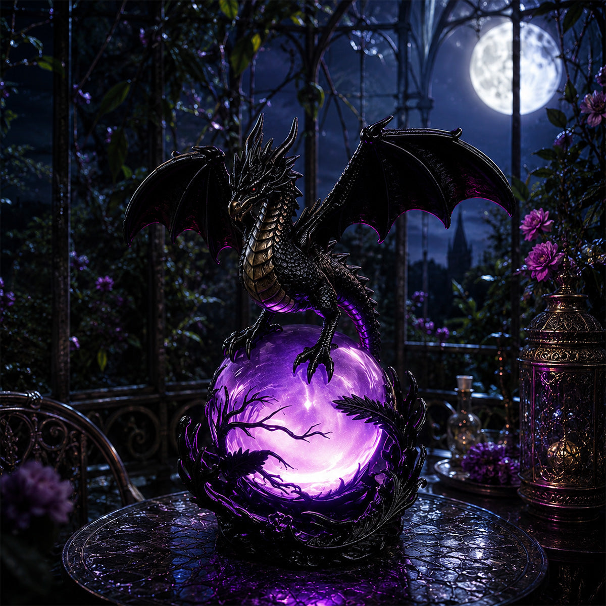🔥Free Shipping🔮 Gothic Dragon LED Crystal Ball Lamp — Dark Aesthetic Decor