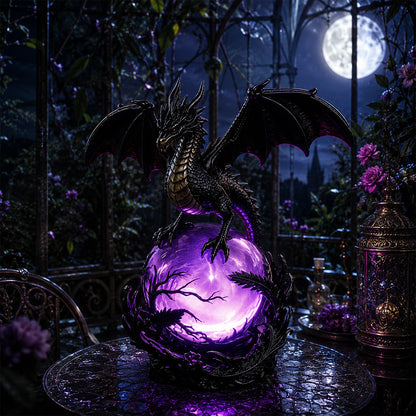 🔥Free Shipping🔮 Gothic Dragon LED Crystal Ball Lamp — Dark Aesthetic Decor