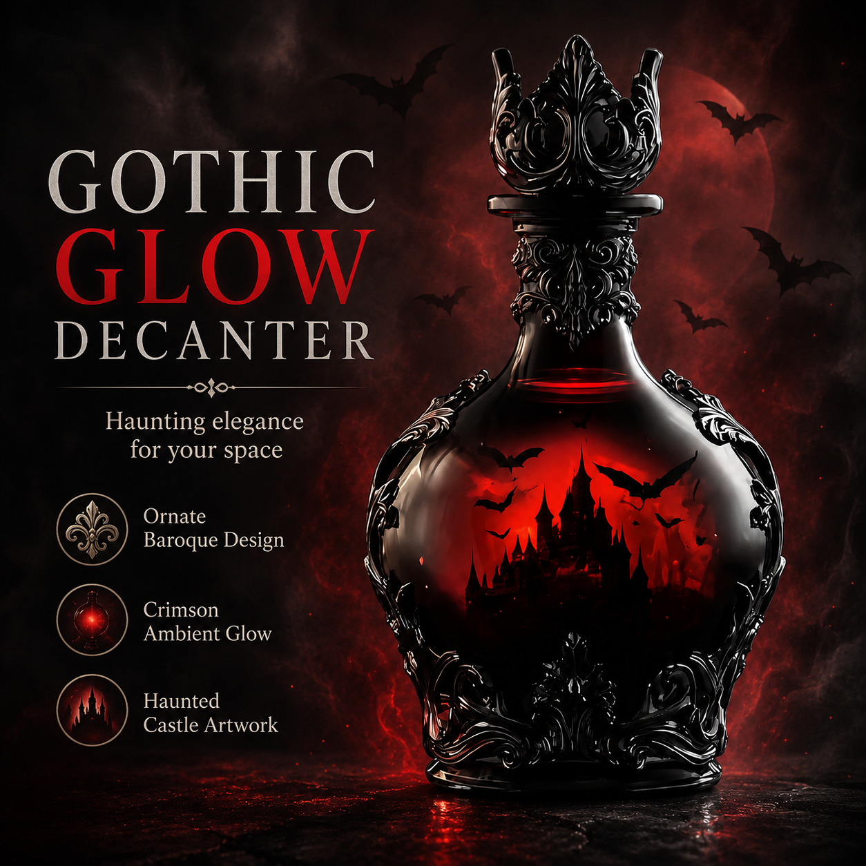 🧛 Gothic Vampire Elixir Whiskey Decanter | Magic Potion Style Liquor Bottle 🍷