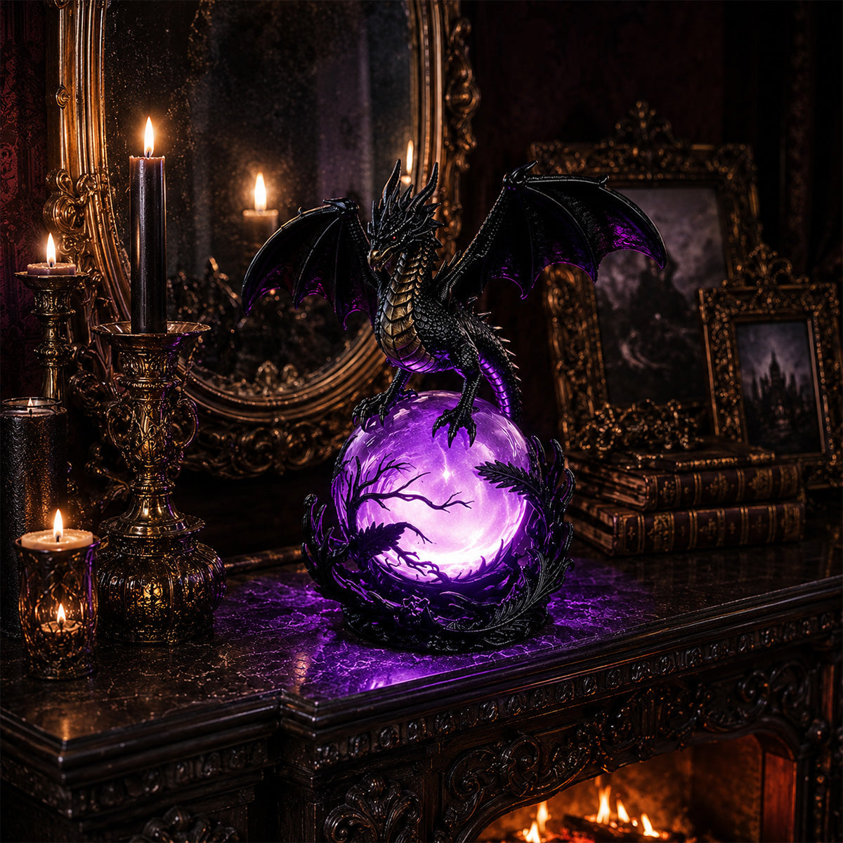 🔥Free Shipping🔮 Gothic Dragon LED Crystal Ball Lamp — Dark Aesthetic Decor