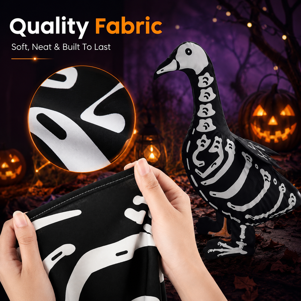 Glow-In-The-Dark Halloween Lawn Goose Skeleton Outfit