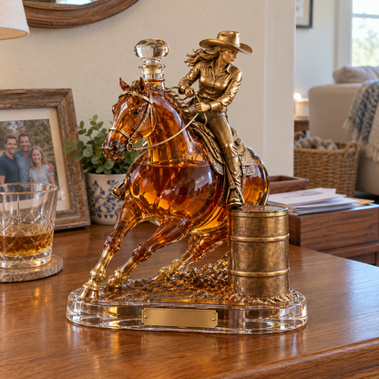 🐎🥃 Ride Hard, Pour Proud | Cowgirl Barrel Racing Whiskey Decanter