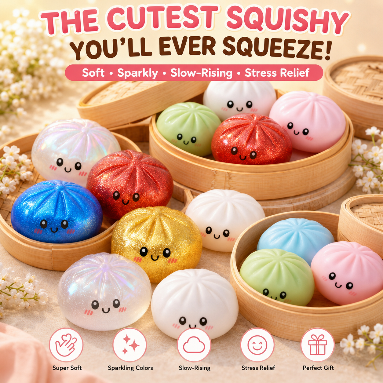 Cute Dumpling Squeeze Toy with Steamer
