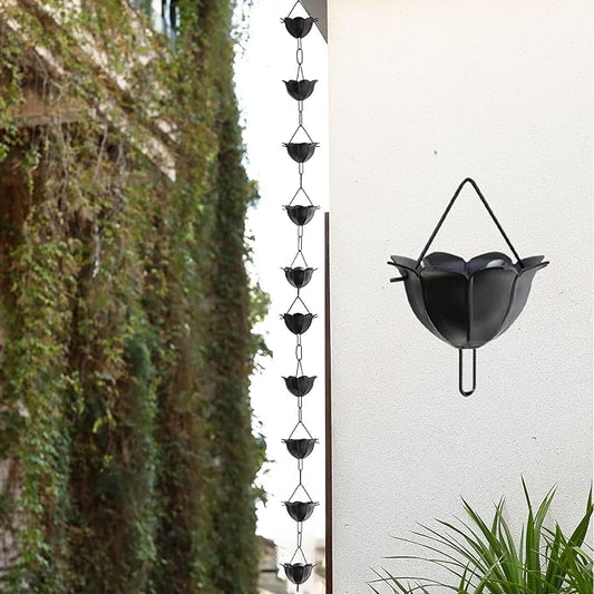 Aluminum Lotus Black Rain Chain