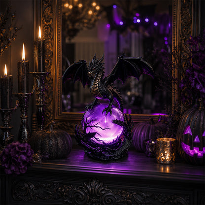 🔥Free Shipping🔮 Gothic Dragon LED Crystal Ball Lamp — Dark Aesthetic Decor