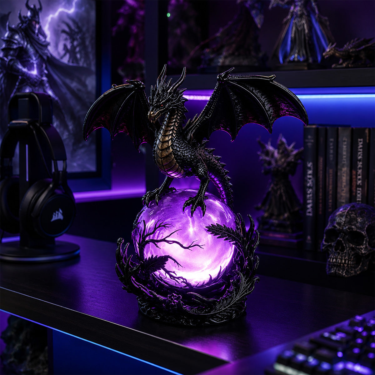 🔥Free Shipping🔮 Gothic Dragon LED Crystal Ball Lamp — Dark Aesthetic Decor