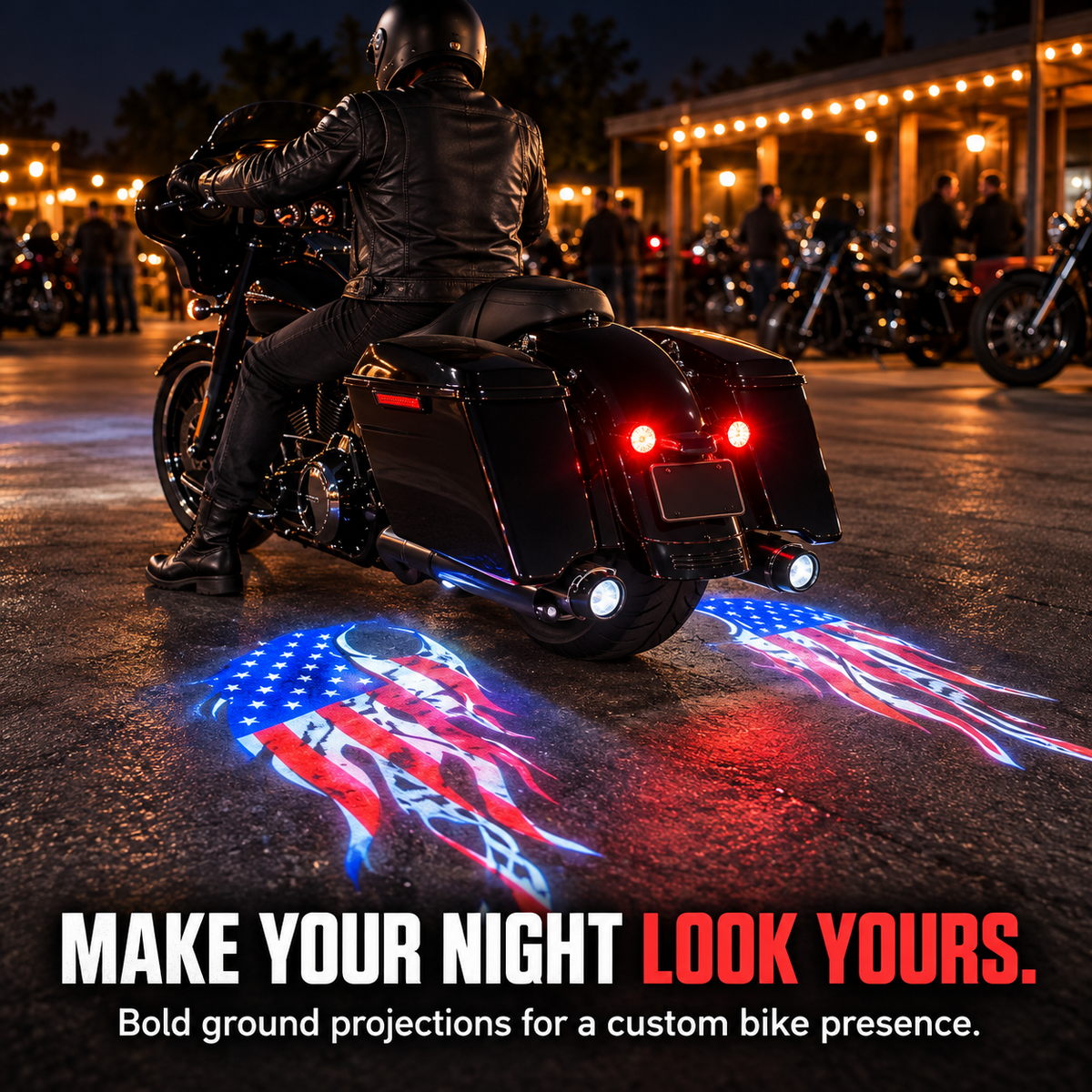 🏍️ Angel Wing Motorcycle LED Projector Lights – Dual Underbody Ground Projection Kit, 7 Custom Light Styles, IP67 Waterproof, 1 Pair ✨