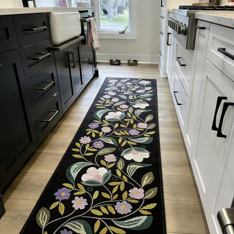 Vintage Flower Washable Runner Rug