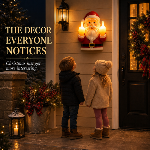 🎅 Light-Up Middle Finger Santa Christmas Decoration