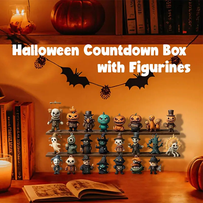⏳ Last Day 49% OFF – 🎃 31 Nights of Fright Halloween Countdown Box | 31 Unique Mini Figurines, Hanging Charms & Spooky Collectibles with No Repeats 👻✨
