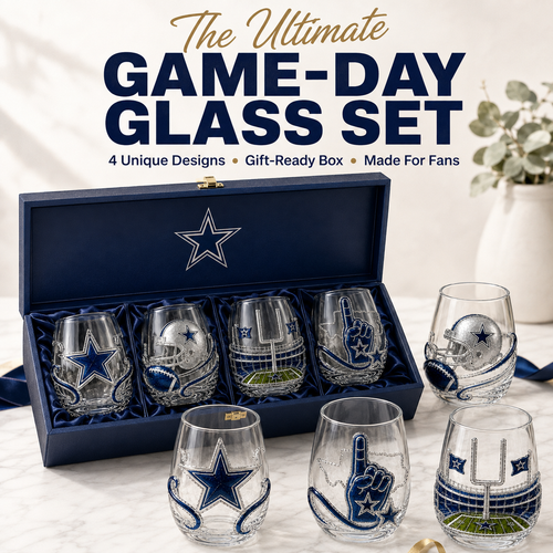 🏈 Game Day Football Fan Glass Gift Set – 4 Unique Stemless Glasses