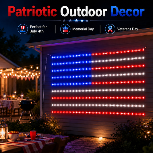 Outdoor solar American flag light, 6.5 ft x 3.28 ft, ultra-bright; suitable for Independence Day, National Day, and Memorial Day decorations; waterproof solar outdoor light.