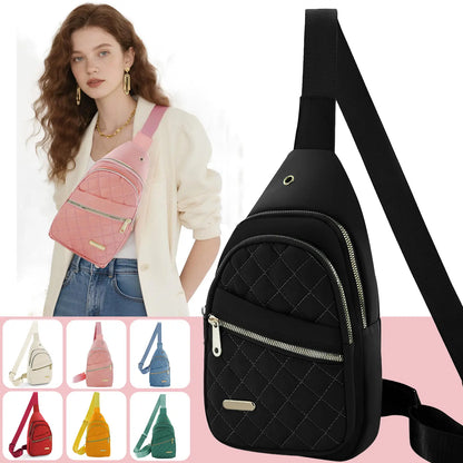Solid Color Quilted Fanny Pack for Women - Large Capacity