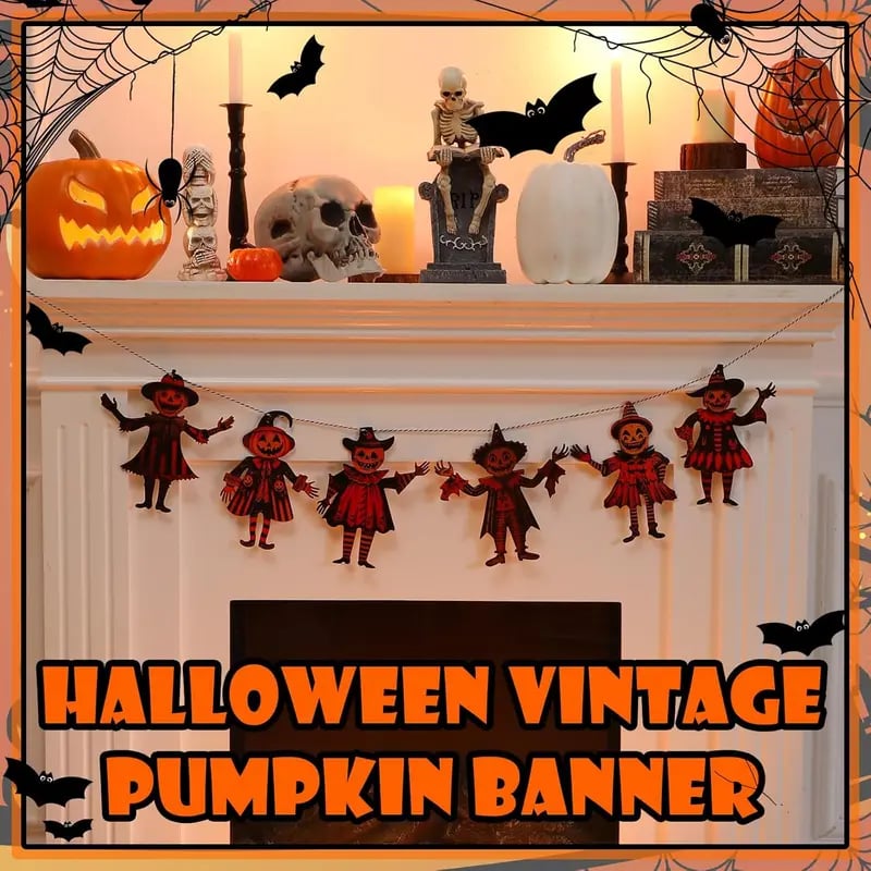 6PCS 5.9Inch Halloween Vintage Wooden Garland Set
