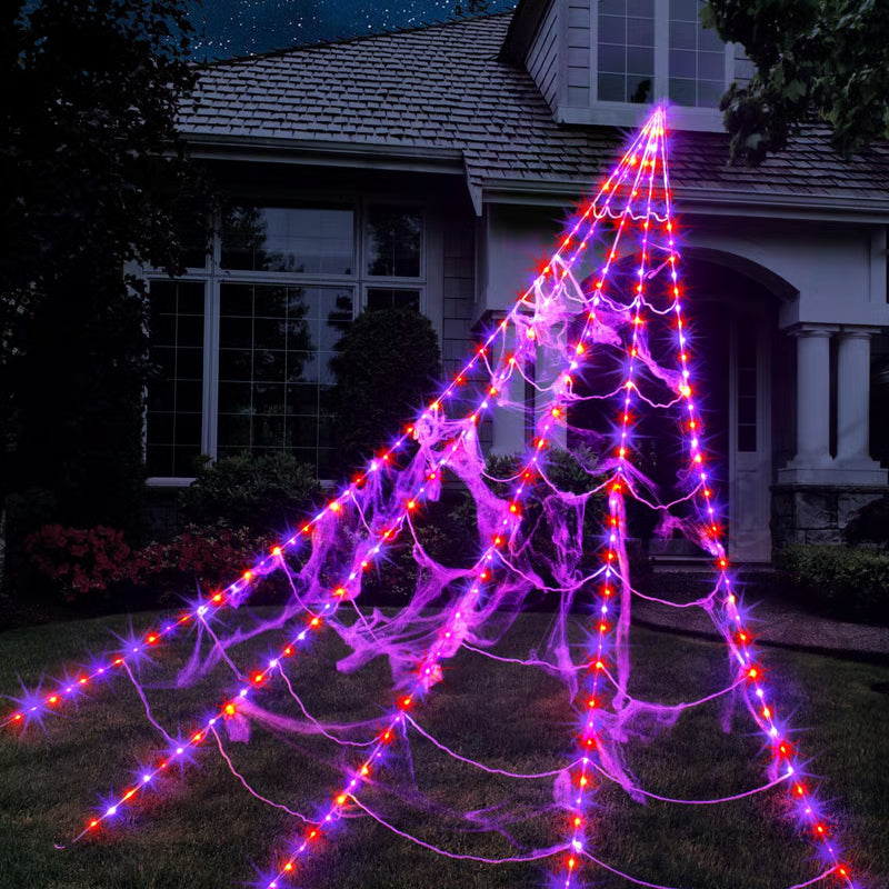 🕷️Spider Web with LED Lights for Halloween