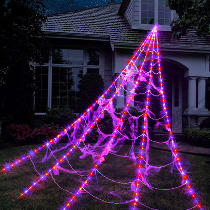 🕷️Spider Web with LED Lights for Halloween