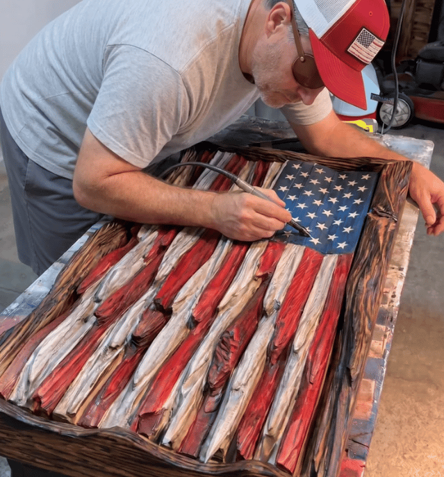 "The Battle Worn" Flag,3D Iron Patriotic Tattered Great of Honor Office Wall Art Decoration, Indoor Outdoor Yard Farmhouse Patio for Patriots Family Friends Soldiers.