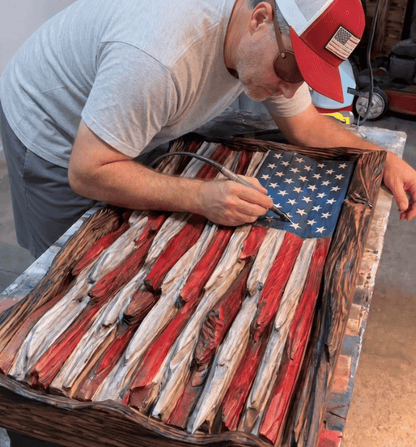 "The Battle Worn" Flag,3D Iron Patriotic Tattered Great of Honor Office Wall Art Decoration, Indoor Outdoor Yard Farmhouse Patio for Patriots Family Friends Soldiers.