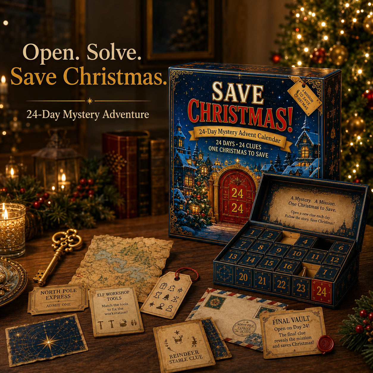 ⏳🎄🔎 Mystery Adventure Advent Calendar -24 Days, 24 Clues, One Final Reveal