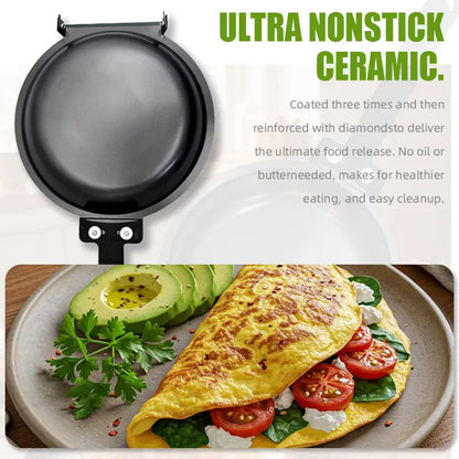 Double-Sided Non Stick Frying Pan Skillet - Non Stick Cookingware for Cook Both Sides, Omelet Easy, Pancake Ready, Suitable for Kitchen & Outdoor Use, Ideal Christmas & New Year Gift