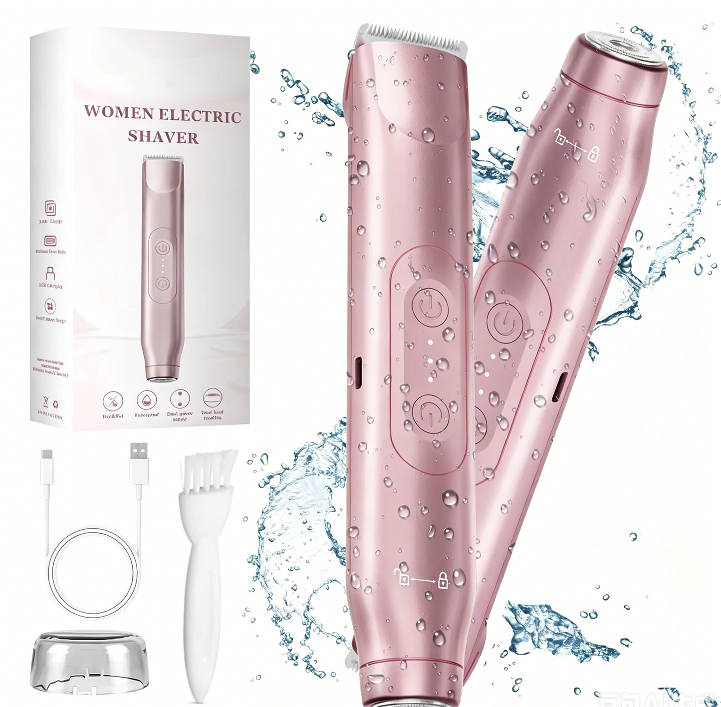 🩱Bikini Trimmer for Women, Electric Shaver and Razor Rechargeable 2-in-1 Body and Facial Epilator
