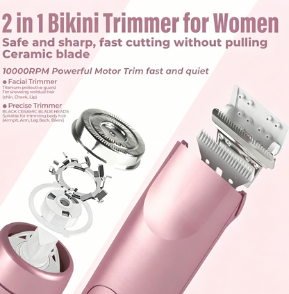 🩱Bikini Trimmer for Women, Electric Shaver and Razor Rechargeable 2-in-1 Body and Facial Epilator