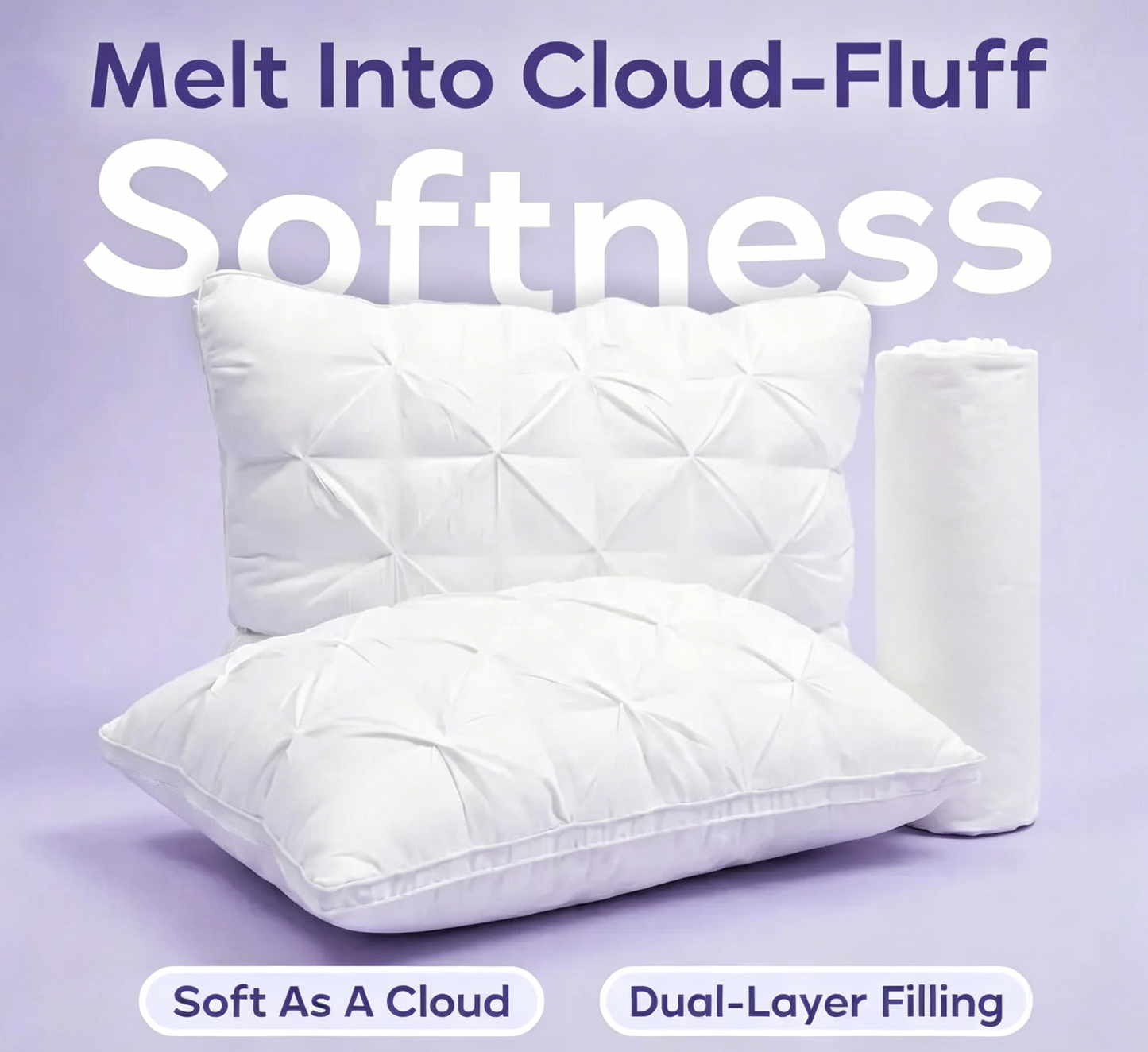 Tufted Neck Support Pillow | Cooling Breathable & Fluffy, No-Flat Fill for All Sleep Positions