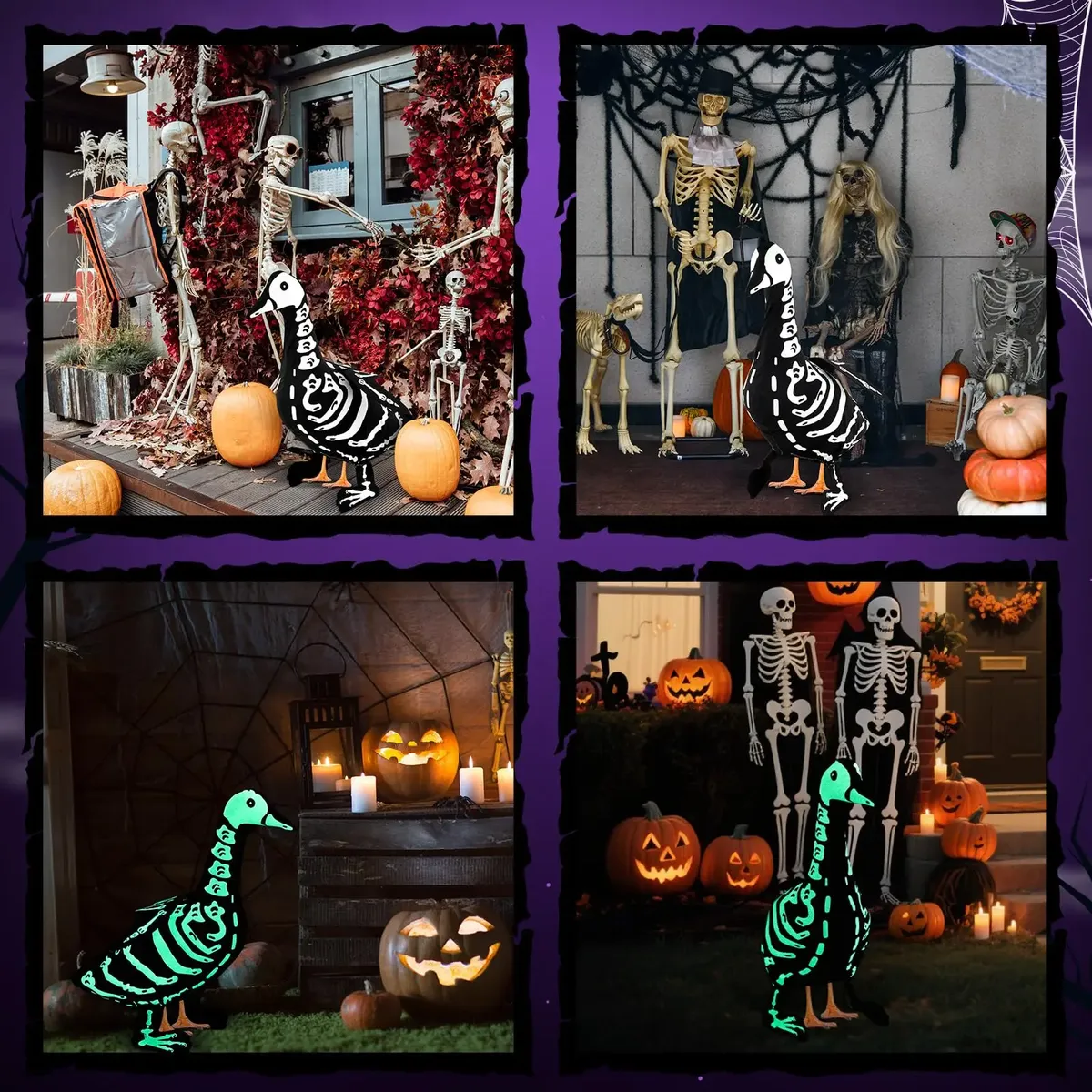 Glow-In-The-Dark Halloween Lawn Goose Skeleton Outfit