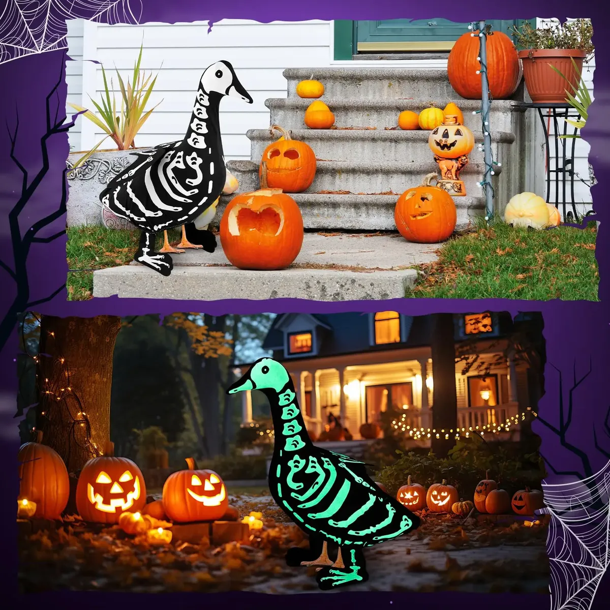 Glow-In-The-Dark Halloween Lawn Goose Skeleton Outfit
