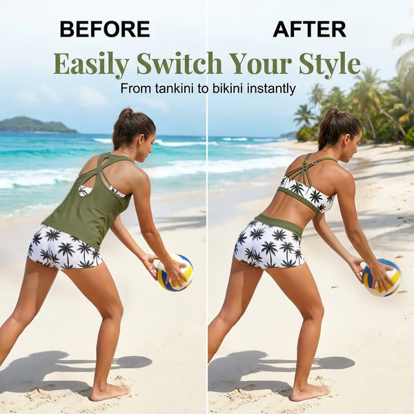 🏖️SUMMER SALE 49% OFF 🔥Aqua Eve Three Piece Tankini with Shorts🩱