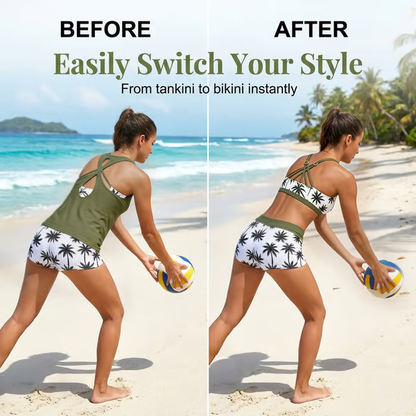 🏖️SUMMER SALE 49% OFF 🔥Aqua Eve Three Piece Tankini with Shorts🩱