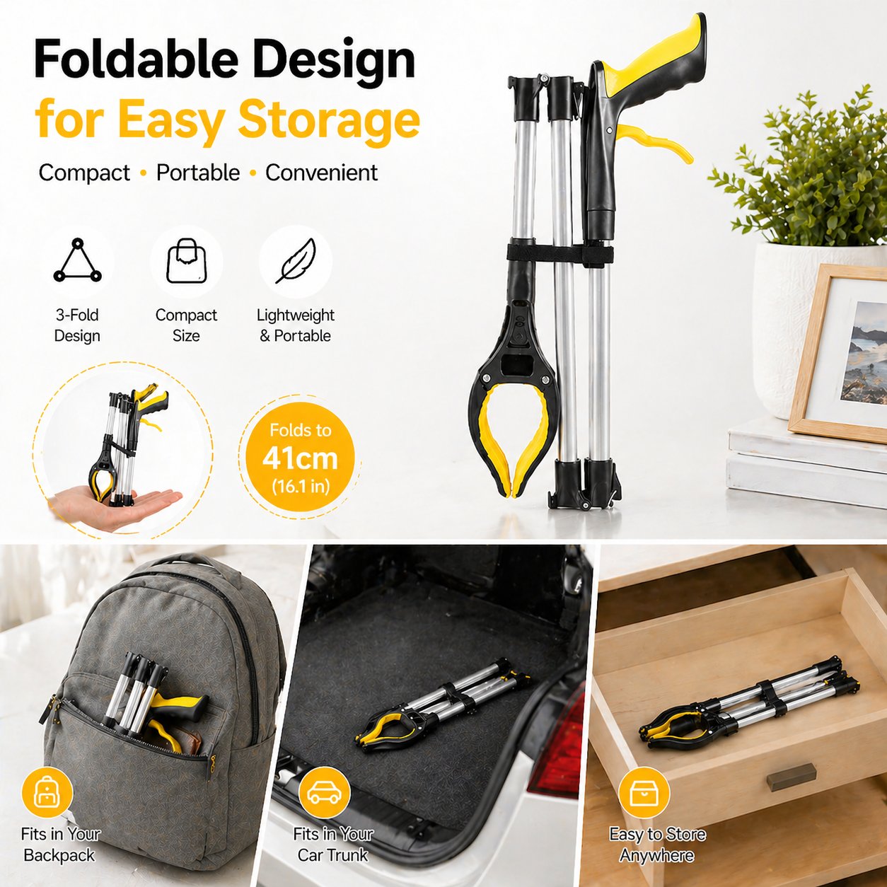 📚 Sale 49% OFF 43" Extra Long Grabber Reacher Tool – Heavy Duty with 360° Rotating Jaw & Magnets
