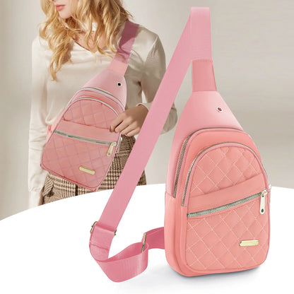 Solid Color Quilted Fanny Pack for Women - Large Capacity