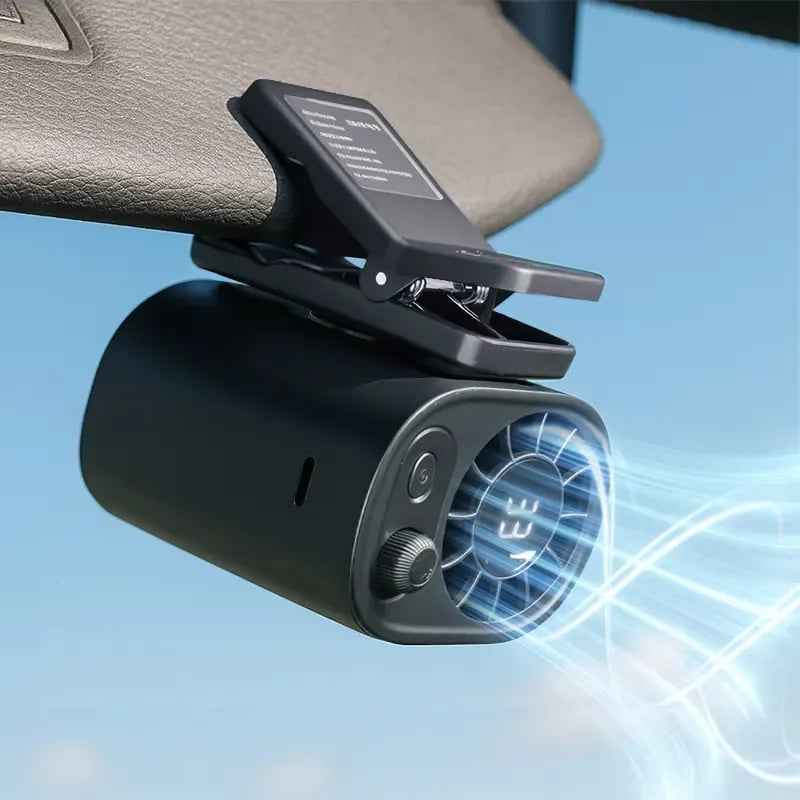 ❄️ Car Clip-On Fan with LED Display – Stay Cool Anywhere You Drive