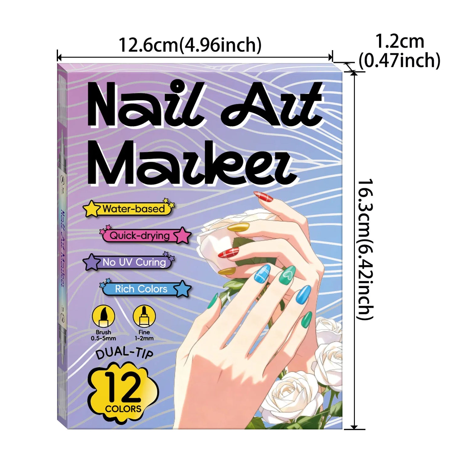 12/24 Colors Nail Art Marker – DIY 3D Markers for Drawing, Dotting & Manicure
