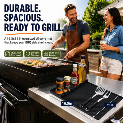 16.5x11" Silicone Mat – Heat Resistant, Dishwasher Safe, Non-Slip for Grill & Counter