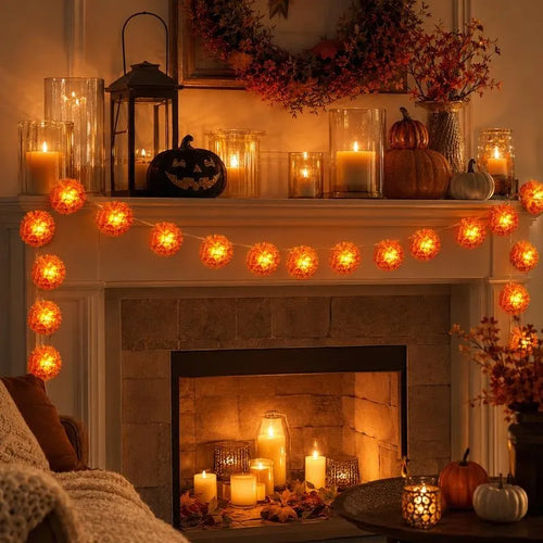 🌼🎃Artificial Marigold Flower LED String Lights
