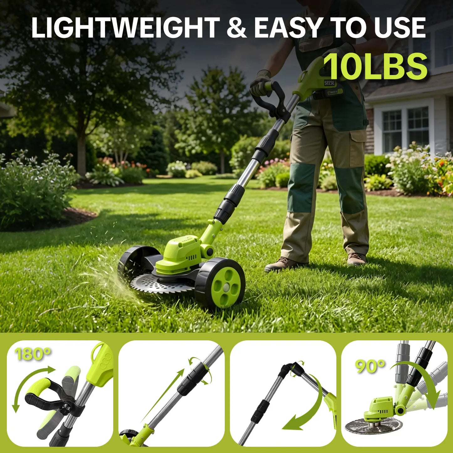 🌿 21V Cordless 3-in-1 Grass Trimmer – Edger & Mini Mower Kit