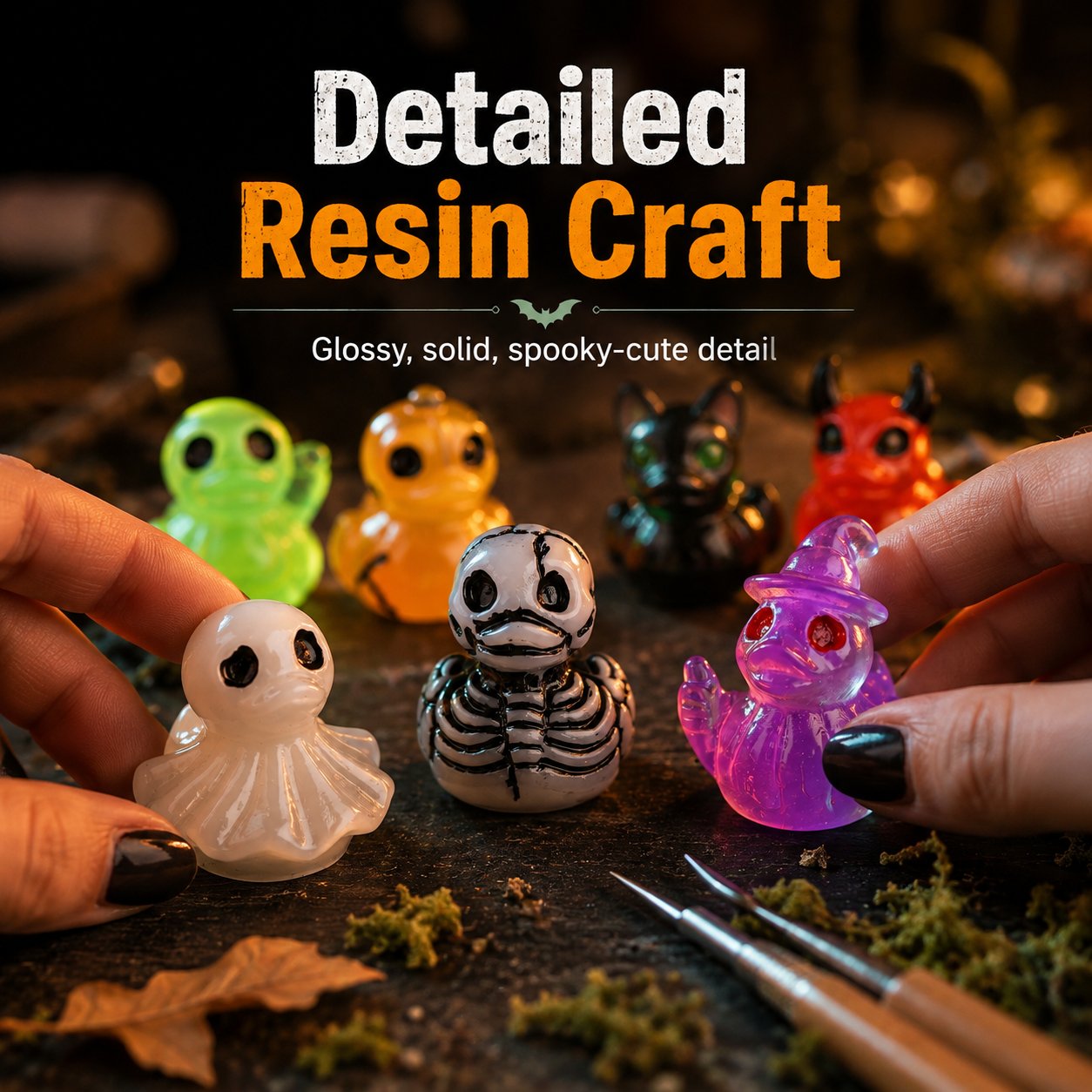 🔥Last Day 50% OFF - 🎃 20PCS Glow-In-Dark Tiny Spooky Resin Decorations