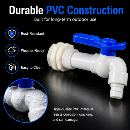 Rain Barrel Spigot Kit | Leak-Proof PVC Faucet with Complete Installation Set