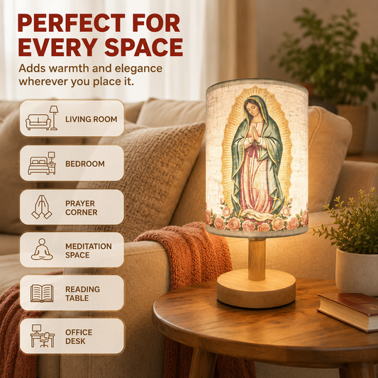 ✨ Madonna Table Lamp – Warm-light decorative lamp blending vintage artistic style | Wooden-base ambient night light