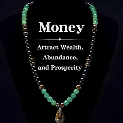 ✨ Money Attraction Necklace With GreenAventurine & Tiger Eye Pendant Healing Crystal Stone