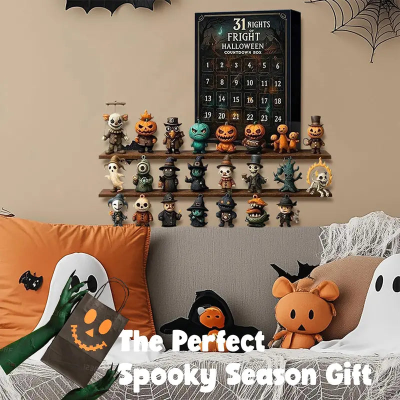 ⏳ Last Day 49% OFF – 🎃 31 Nights of Fright Halloween Countdown Box | 31 Unique Mini Figurines, Hanging Charms & Spooky Collectibles with No Repeats 👻✨