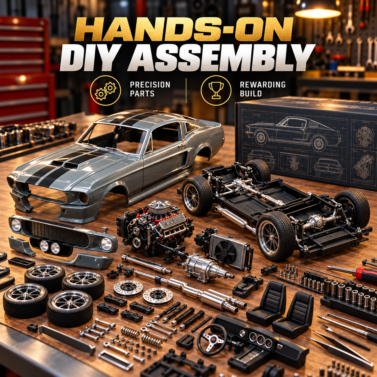 🔥TODAY 49%🏎️ 1967-Inspired GT500 Fastback DIY Model Car Kit – Build & Display