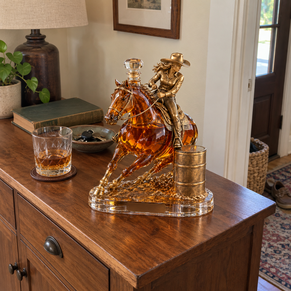🐎🥃 Ride Hard, Pour Proud | Cowgirl Barrel Racing Whiskey Decanter