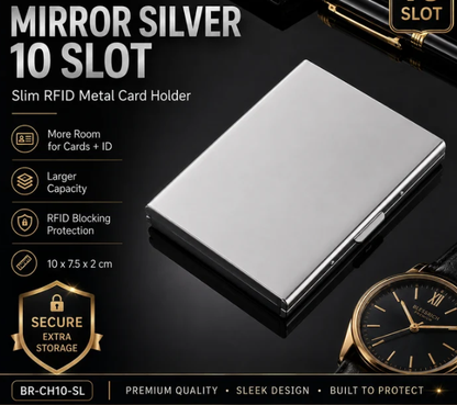 🛡️ RFID Blocking Metal Card Holder – Slim Stainless Steel Wallet ⚡